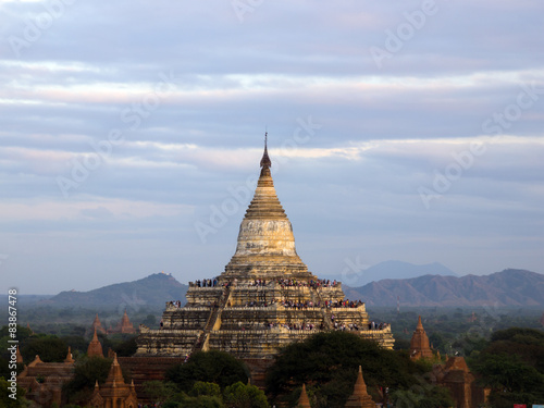 Shwesandaw Pagoda in the sunset time  Buddhist pagoda located in