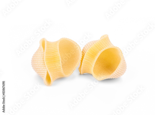 Close up of Italian pasta shells. 