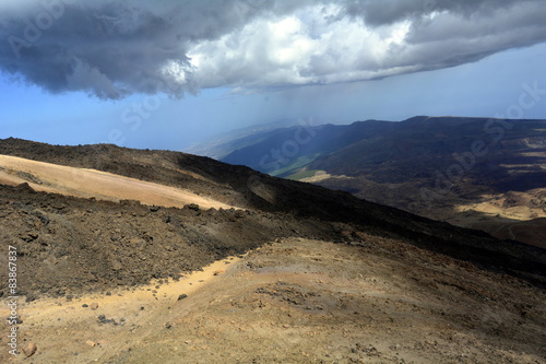 Paisaje con nube de tormenta en el Teide 