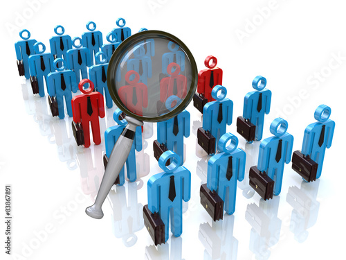 Focus Group. People with Magnifying glass