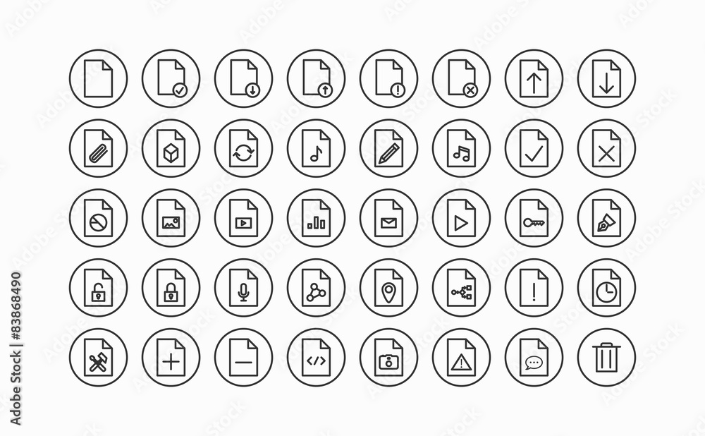 Dokumente und Dateien Thin Line Icon Set Stock-Vektorgrafik | Adobe Stock