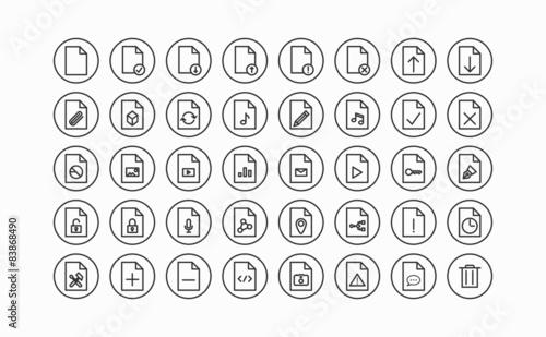 Dokumente und Dateien Thin Line Icon Set