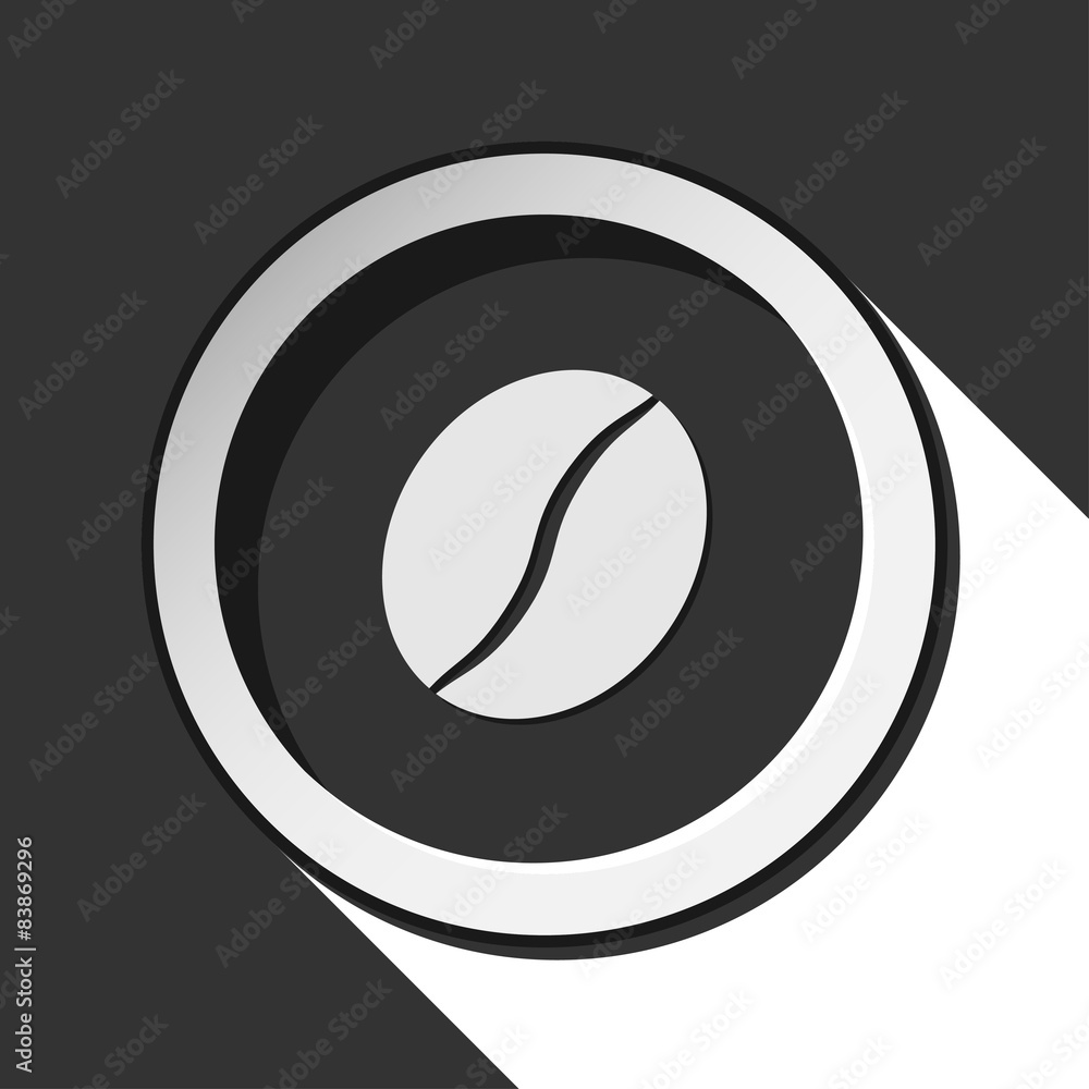 black icon with coffee bean and stylized shadow black icon with coffee bean and stylized shadow