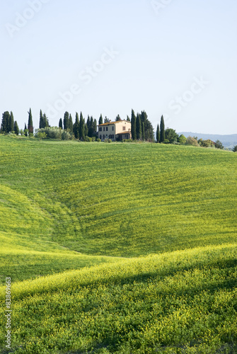 Villa in rural landscape, Tuscany, Italy