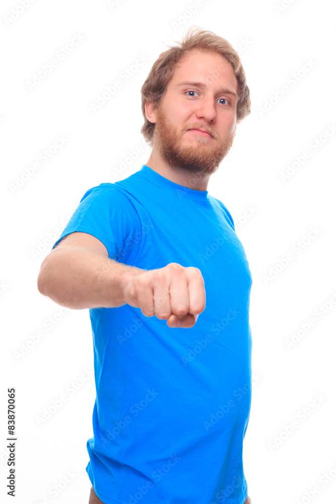 Bearded man doing fist bump Bearded man doing fist bump