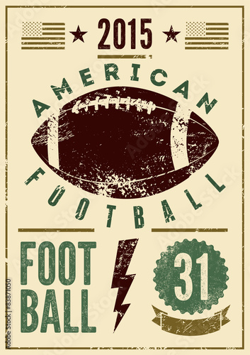 American football typographical vintage grunge style poster.
