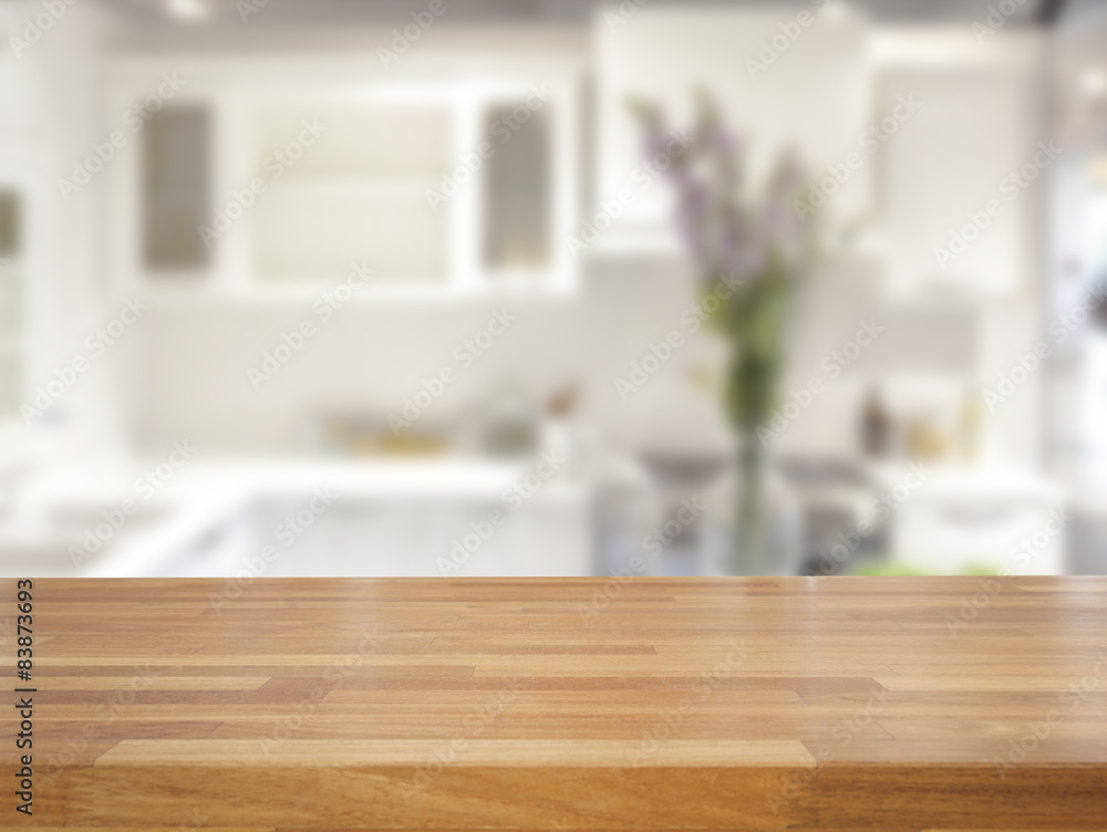 Table top and blurred kitchen room as background фотография Stock Adobe Stock