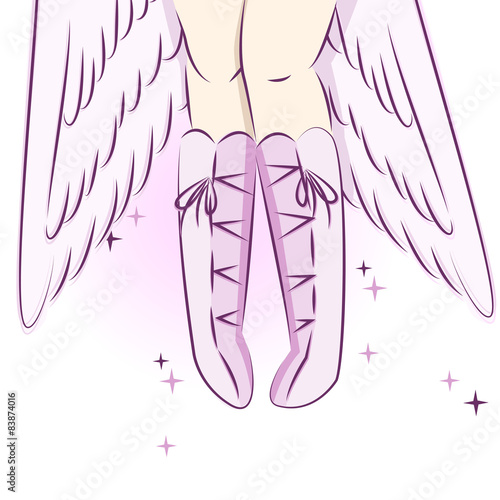 Tired Angel . Vector illustration.