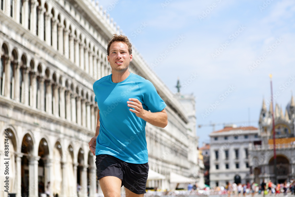 Fototapeta premium Running runner man jogging in Venice