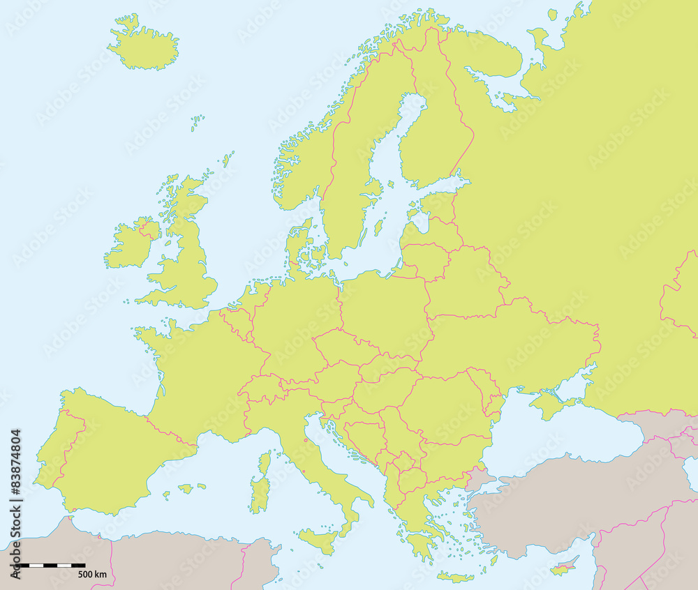 Obraz premium Europe political map 2015. Blank version.
