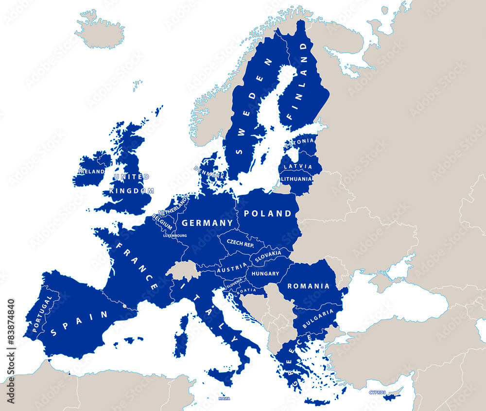 Naklejka premium European Union political map 2015.