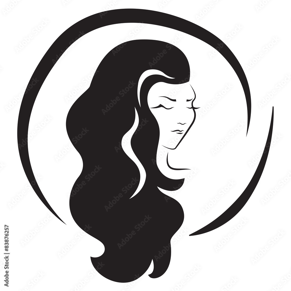 Isolated silhouette girl's head