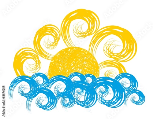 Sea landscape from the sun dawn.