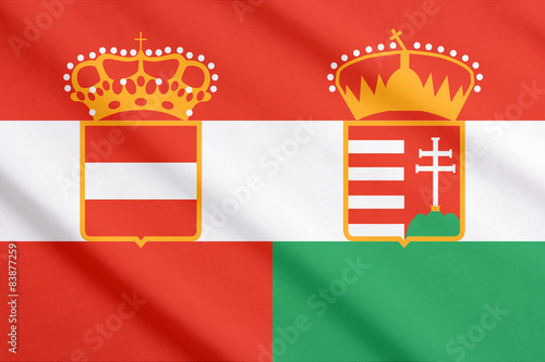Historical flag of Austro-Hungarian monarchy (1867–1918) waving