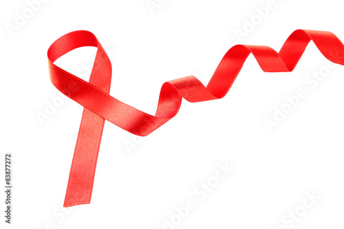 Red ribbon on white background