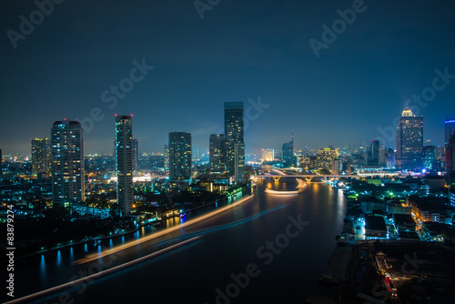 Bangkok city skyline by the river