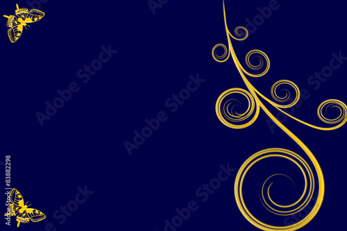 Wallpaper Mural Goldene Locken und goldene Schmetterlinge auf blauem Hintergrund Torontodigital.ca