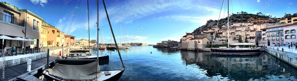 Porto Piccolo harbor panorama in Trieste Italy