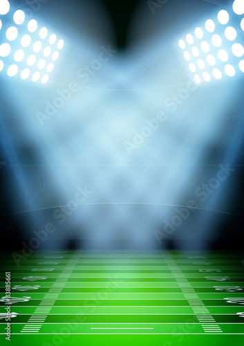 Background for posters night football stadium in the spotlight