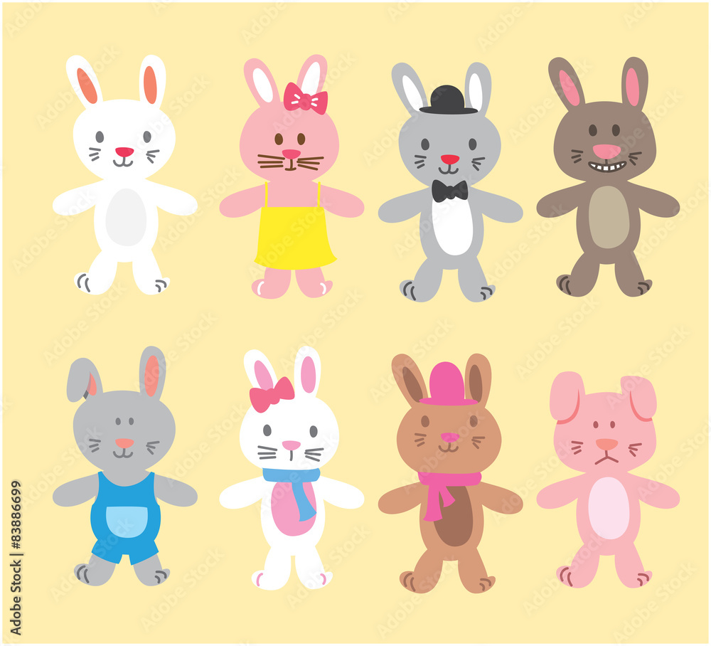 set of cartoon rabbit set of cartoon rabbit