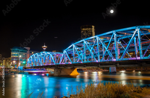 Full Moon Over Langevin Bridge in Downtown Calgary © ronniechua