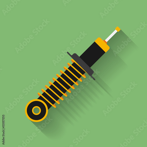 Icon of Car shock absorber with spring. Flat style