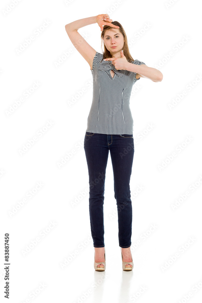 Model isolated framing with fingers Model isolated framing with fingers