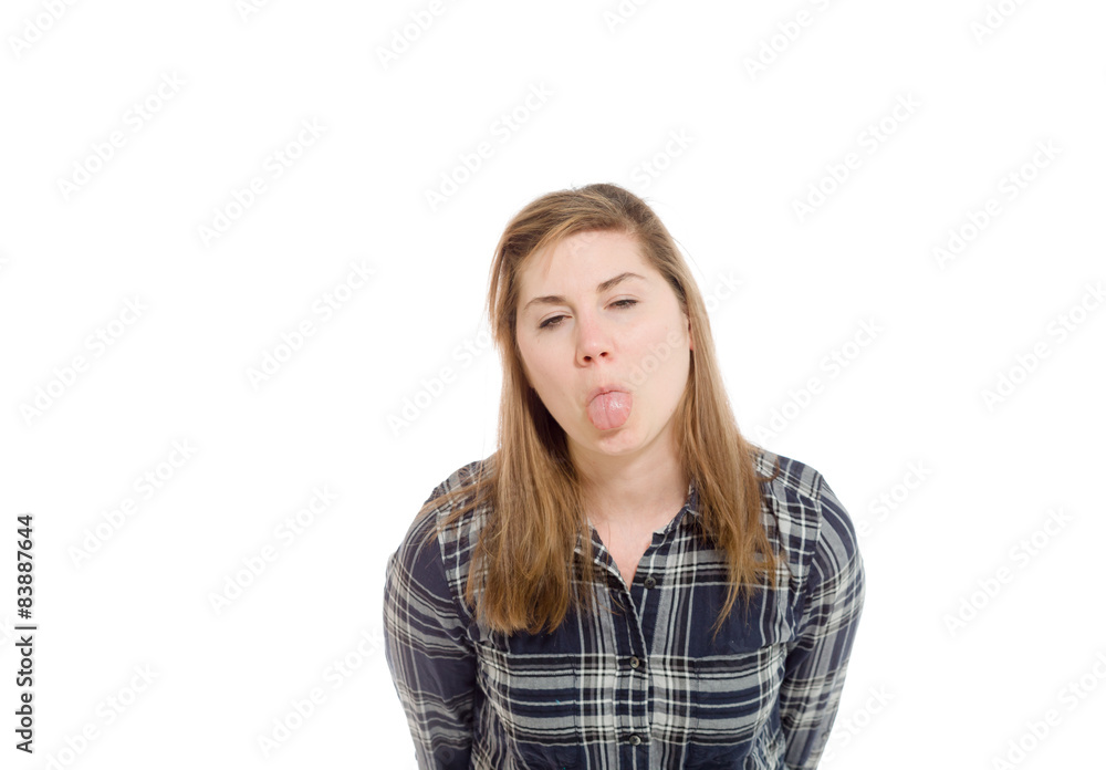 Model isolated sticking tongue out Model isolated sticking tongue out
