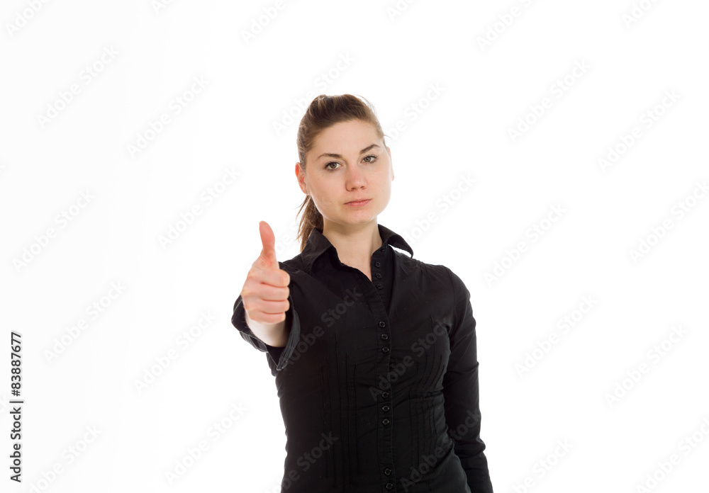 Model isolated thumbs up success Model isolated thumbs up success