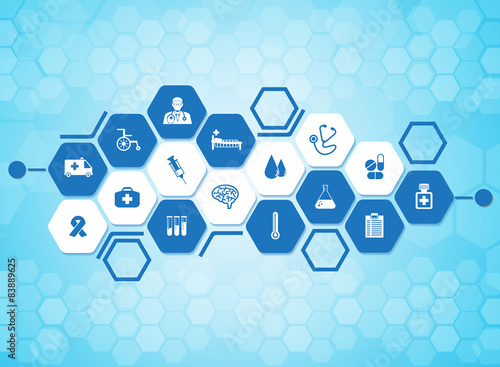 Medical background and icons to treat patients.