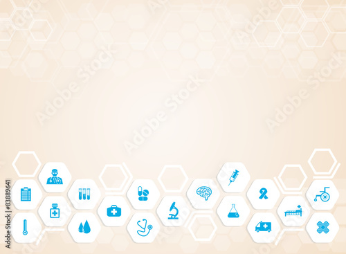 Medical background and icons to treat patients.