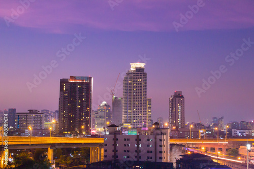 Thailand 21 April 2015   Bangkok transport with twilight scene