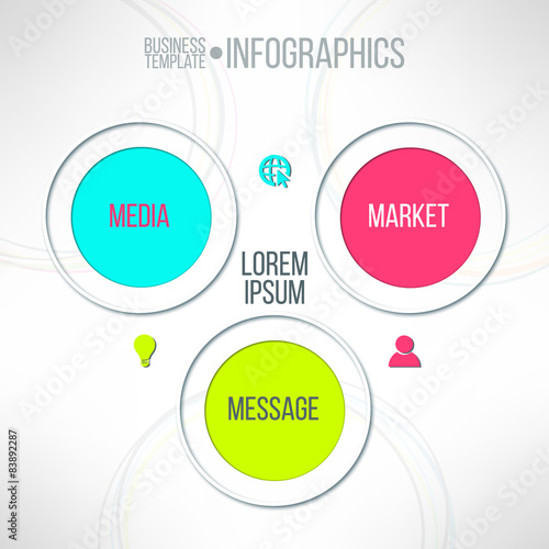 Vector media market message colorful infographic diagram