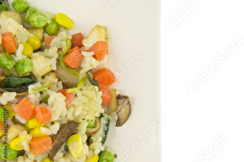 Fried rice vegetarian isolated on white background
