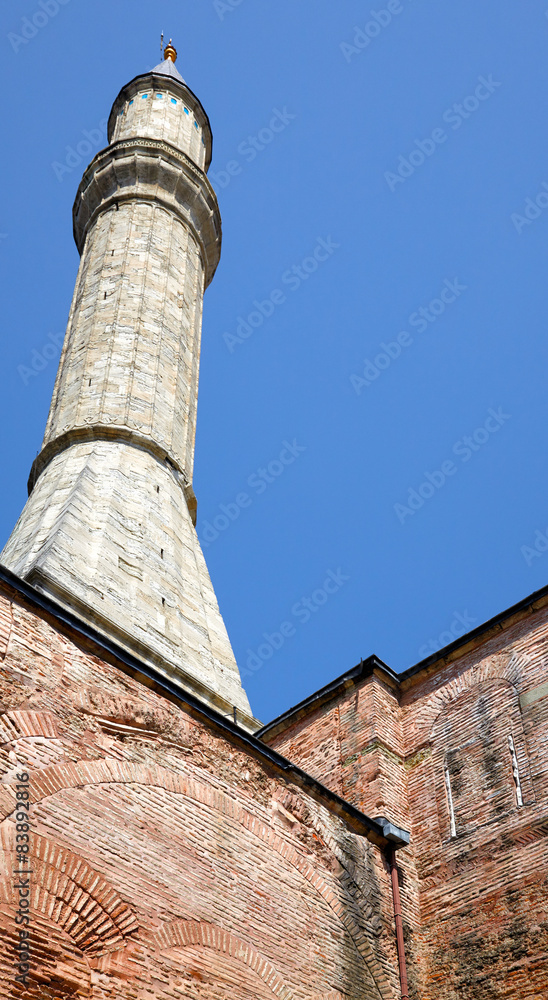 The minaret of Hagia Sophia, Istanbul