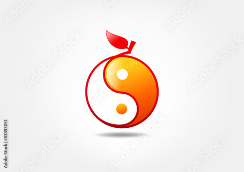 Fruit Ying yang vector symbol design