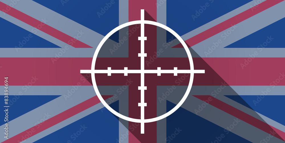 Obraz premium United Kingdom flag icon with a crosshair