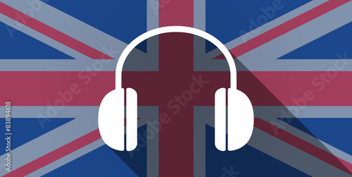 United Kingdom flag icon with a earphones