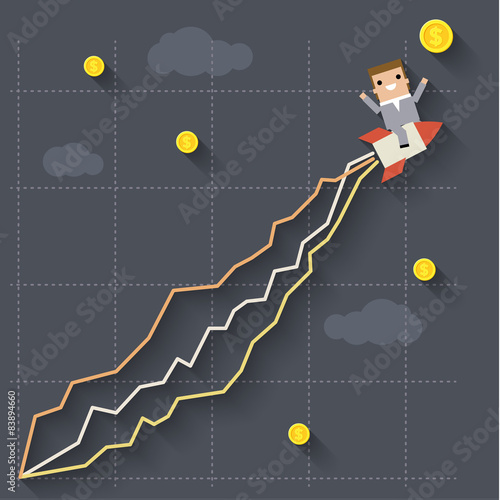 businessman on rocket