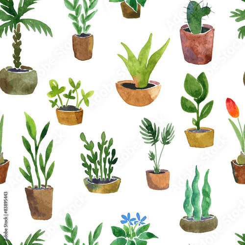 seamless pattern with home plants