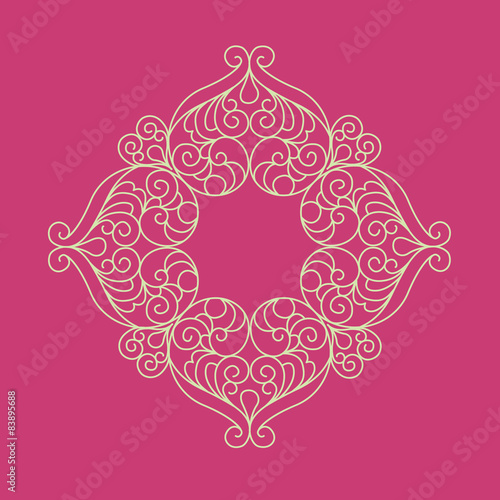 Vector decorative line art frame for design.