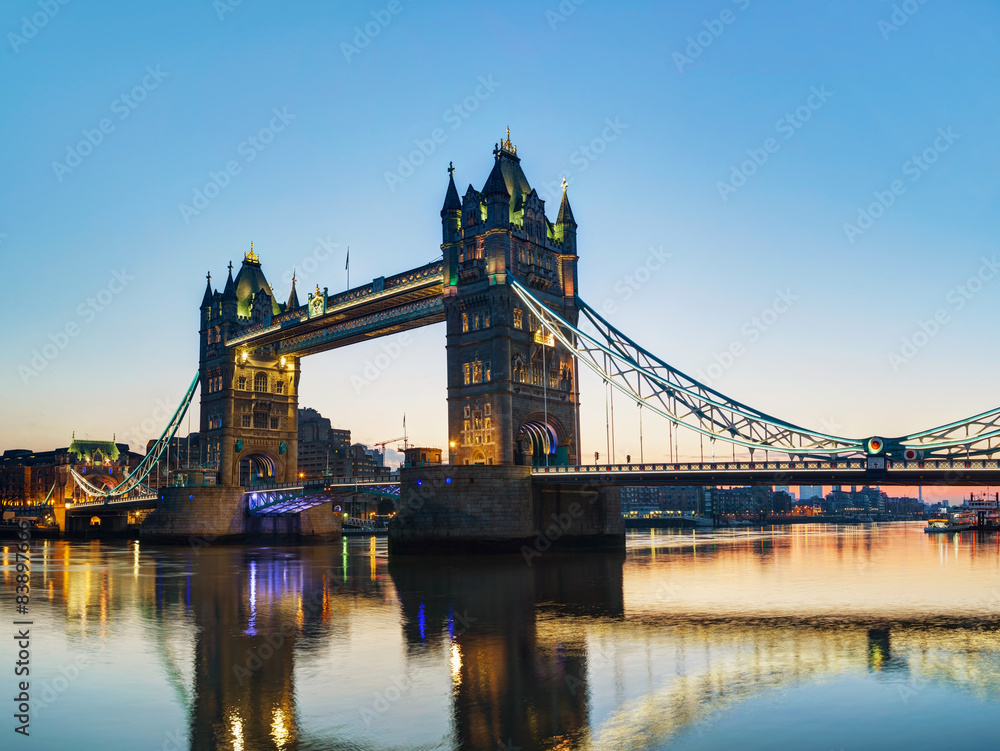 Tower bridge in London, Great Britain at sunrise