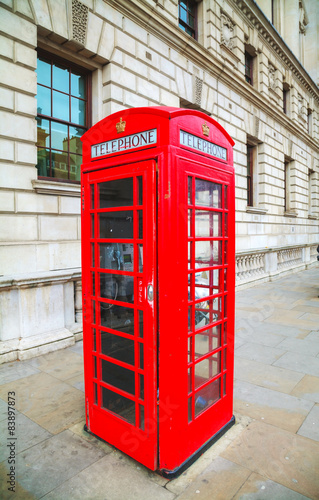 Famous red telephone booth in London © andreykr