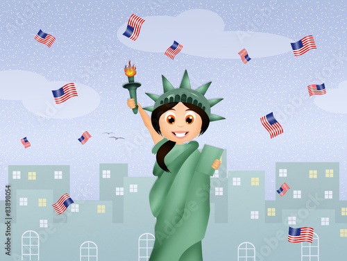 girl dressed as the Statue of Liberty