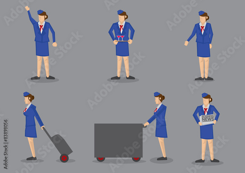 Air Stewardess Vector Icon Set