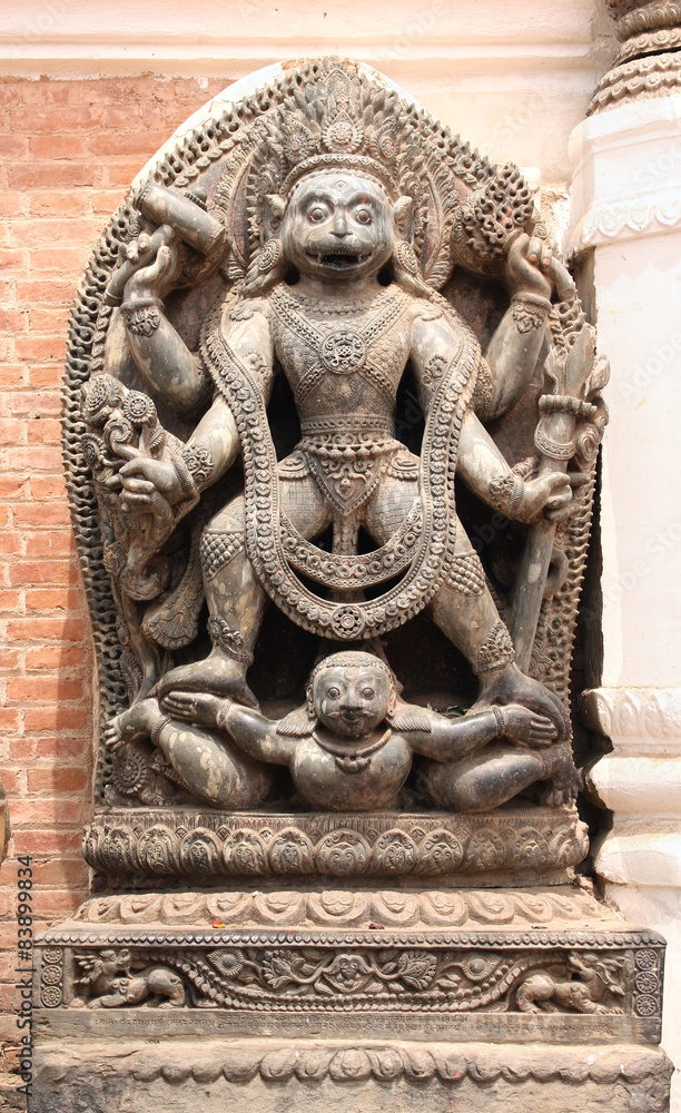 Ancient statue of Narasimha in Bhaktapur, Kathmandu valley, Nepa
