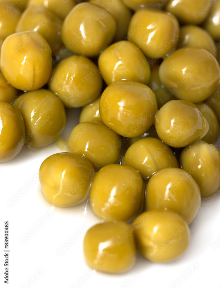 Marinated green peas on a white background Marinated green peas on a white background