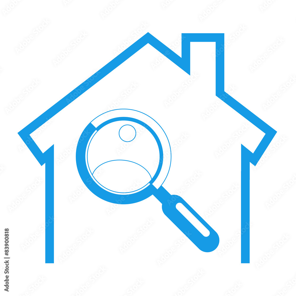 Icono aislado casa busqueda azul Icono aislado casa busqueda azul