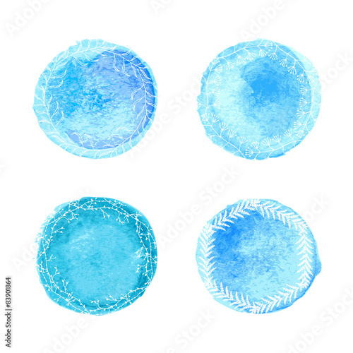 Watercolor circles with flotal pattern