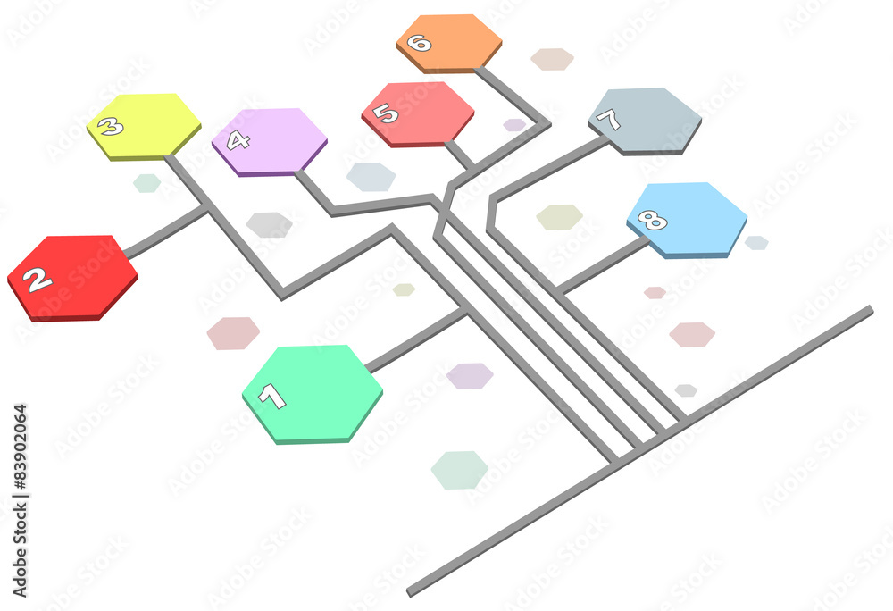 Fototapeta premium Vector infographic timeline report chart with hexagons